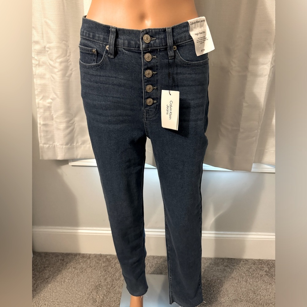 Great Calvin Klein size 8P high rise slim fit button fly ankle jeans NWT